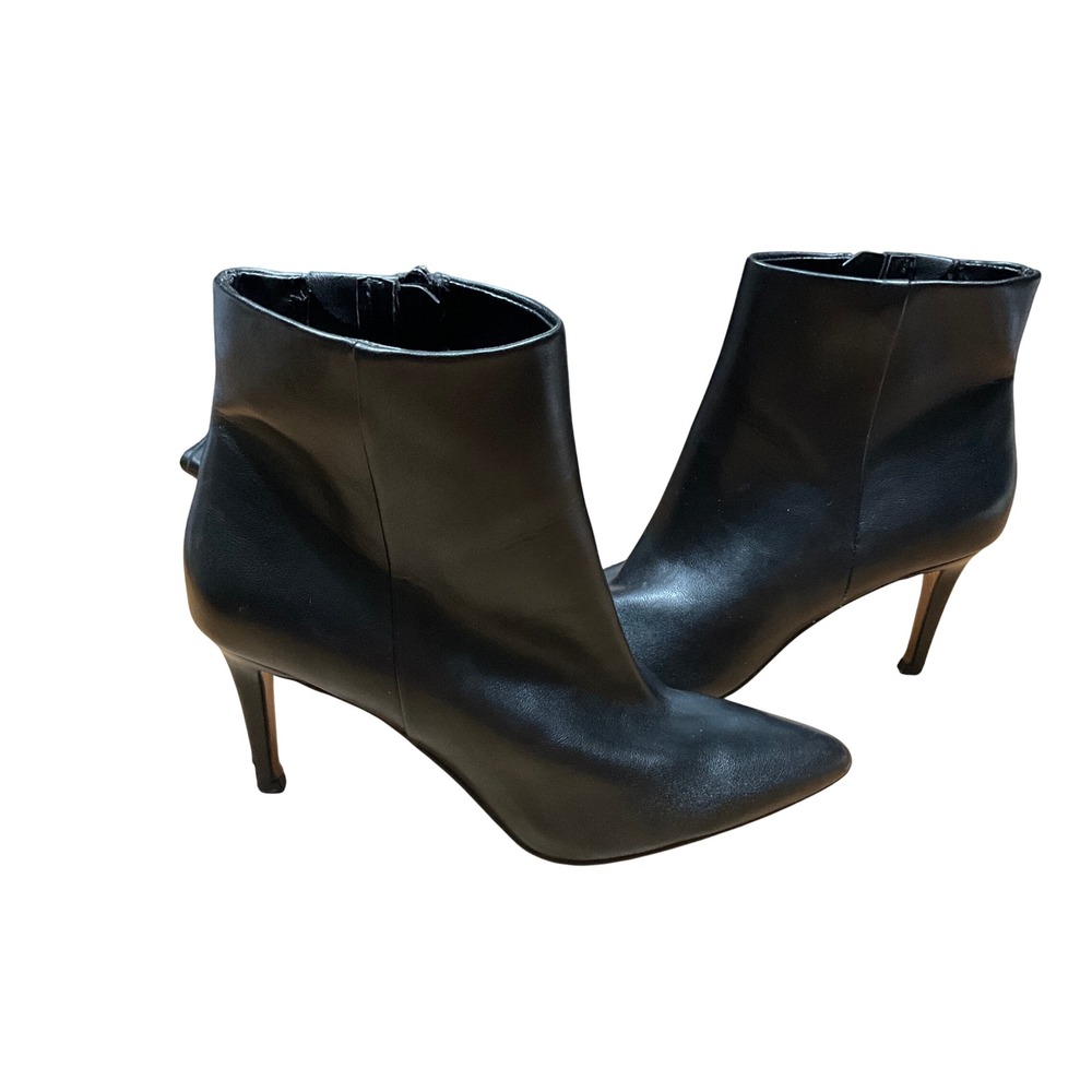 Steven New York Lasting Black Leather Pointed Toe Stiletto Ankle Boots 8M